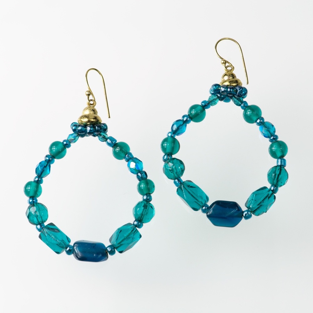 Blue Tear Drop Earrings